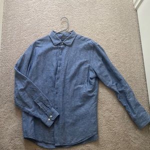 Banana Republic Large Linen Slim Fit Blue